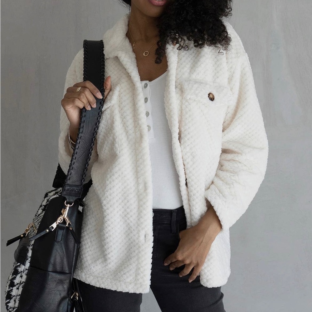 Cream Sherpa jacket top